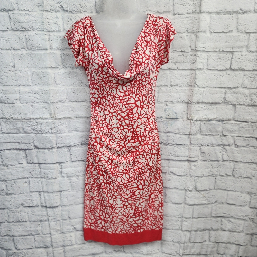 Diane von Furstenberg 100% Silk Abstract Print Sheath Dress